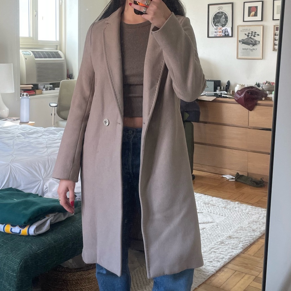 Aritzia Dovetail Taupe Stedman Wool Coat